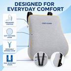 Cozi Cloud CloudNest B1 Thin Memory Foam Backrest Pillow for Car & Chair – Dual Adjustable Straps