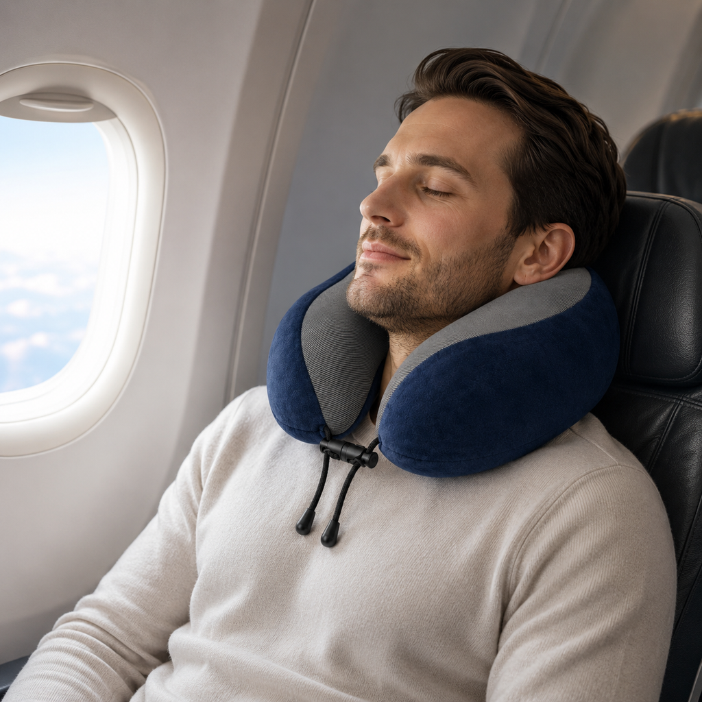 Cozi Cloud Travel Neck Pillow with Eye Mask |  Complete 4 in 1 Travel Pack