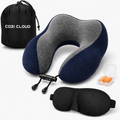 Cozi Cloud Travel Neck Pillow with Eye Mask |  Complete 4 in 1 Travel Pack