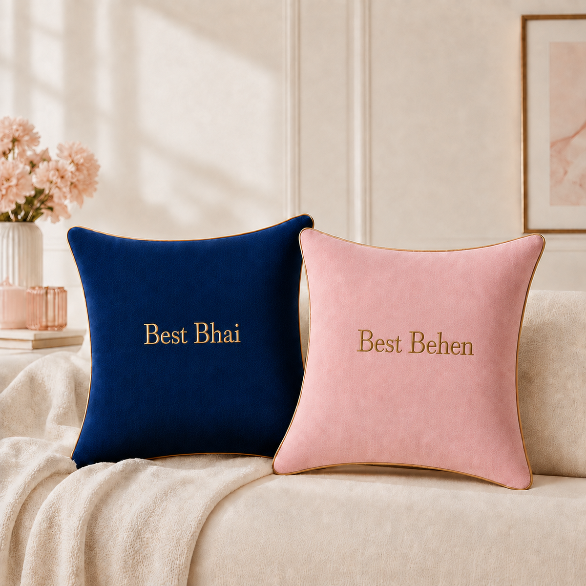 Cozi Cloud LuxeCurve Embroidered Cushion Combo – Pack of 2