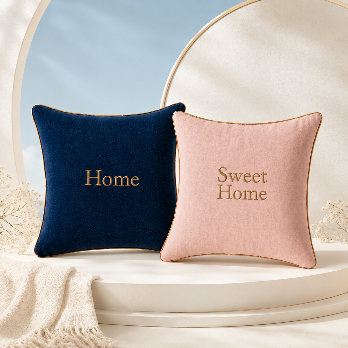 Cozi Cloud LuxeCurve Embroidered Cushion Combo – Pack of 2