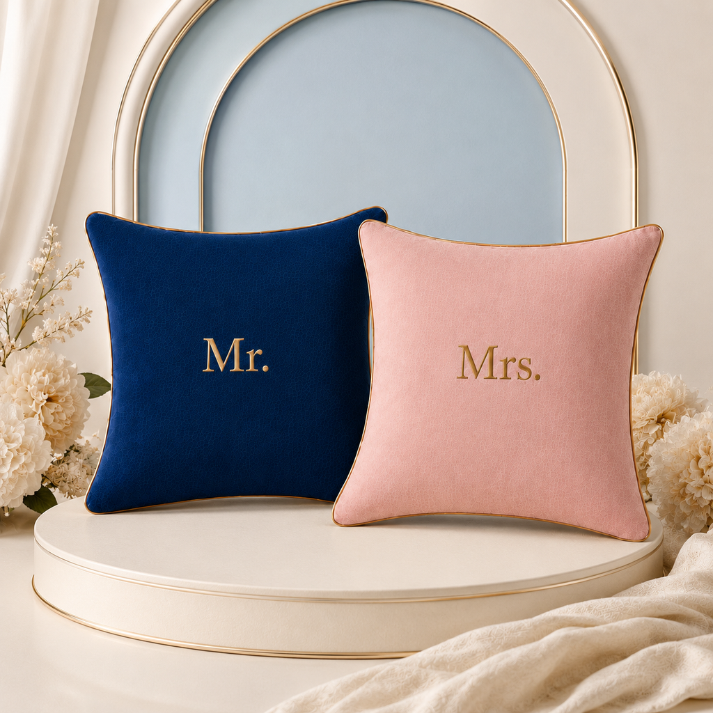 Cozi Cloud LuxeCurve Embroidered Cushion Combo – Pack of 2