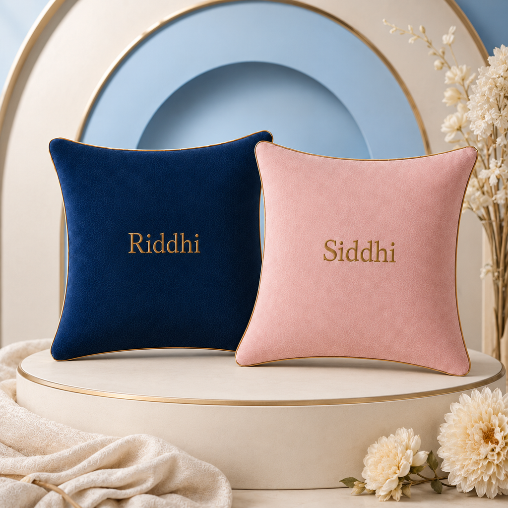 Cozi Cloud LuxeCurve Embroidered Cushion Combo – Pack of 2