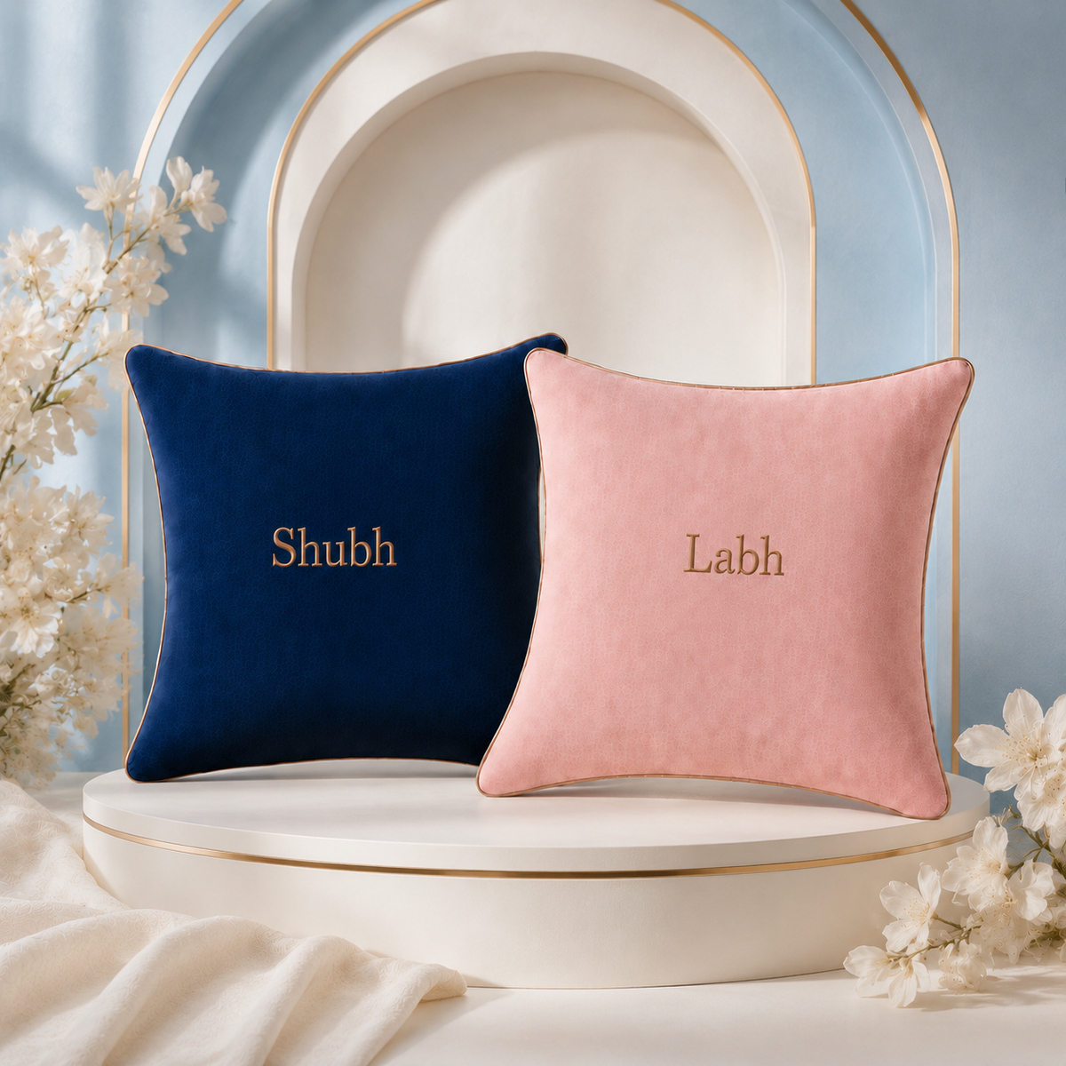 Cozi Cloud LuxeCurve Embroidered Cushion Combo – Pack of 2
