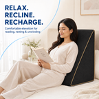Multipurpose black wedge pillow positions for the back, knees and legs